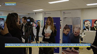 Acteurs-Locaux  sur TV Locale Ajaccio - Marlène Schiappa rencontre les jeunes entrepreneurs du collège du Stilettu